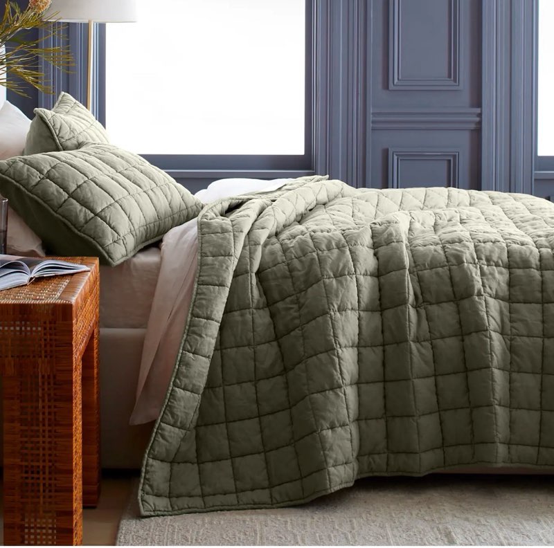 european linen box quilt/ willowleaf/full queen without sham set