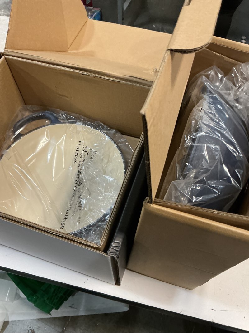 Condition photo showing New/Like New for Cast Iron Dutch oven Pot with Lid for Sourdough Bread Baking – Versatile Bread Oven with Non-Stick Enamel Coating, Matte Finishing, Exquisite Embossed Pattern & Ergonomic Handles Prussian Blue