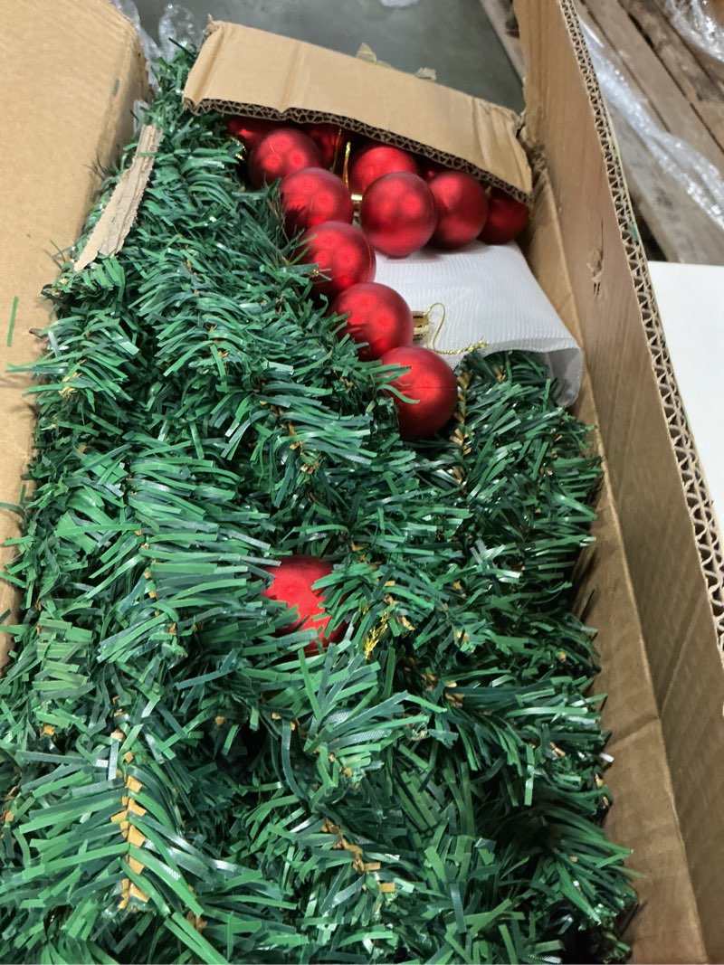 Condition photo showing Good Condition for Large 6ft Cross Christmas Tree with Lights and Hanging Balls?Included White Silk Scarf & Crown of Thorns Jesus Christian Ornaments for Christmas Easter Outdoor Home Decor