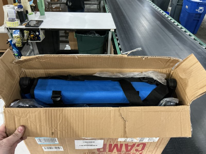 Condition photo showing As Is for GREEN PARTY Stadium Seat for Bleachers Portable Outdoor Floor Folding Stadium Chair with Armrest, Back Support, Cup Holder, Mesh Bag and Hide Hooks Blue 2