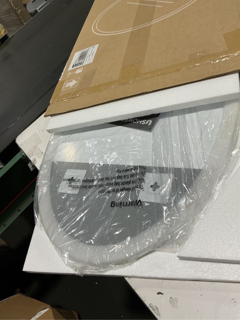 Condition photo showing New/Like New for ushower bathroom mirror for over sink, 20x28 inch oval frameless mirror, beveled and polished, decorative wall mirror for bathroom, bedroom, vanity, entryway, modern and elegant oval 28"l x 20"w