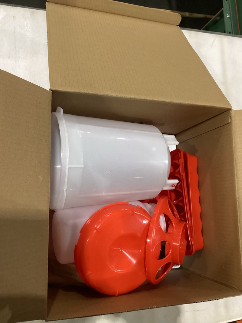 Condition photo showing Good Condition for 5 pack winter chicken brooder box starter heated chicken waterer with chick perch set 0.8 gallon heated poultry fountain, flip top poultry feeder, 2.9 pounds chick feeder for coop chicks