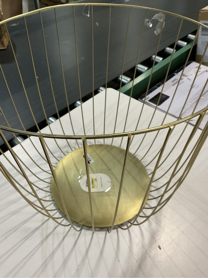 Condition photo showing Good Condition for large metal wire basket gold - threshold™: round decorative blanket holder, 18\"x16\" iron basket