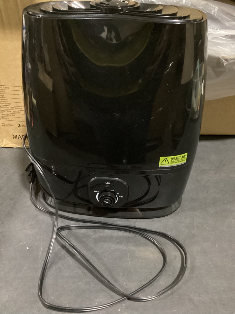 Condition photo showing As Is for Everlasting Comfort 6L Humidifiers for Bedroom, Quiet 50HR Runtime No-Filter Supersized Cool Mist Humidifier Large Room for Whole House, Plants, Baby Nursery, Allergies, Dry Skin, Congestion, Indoor Black