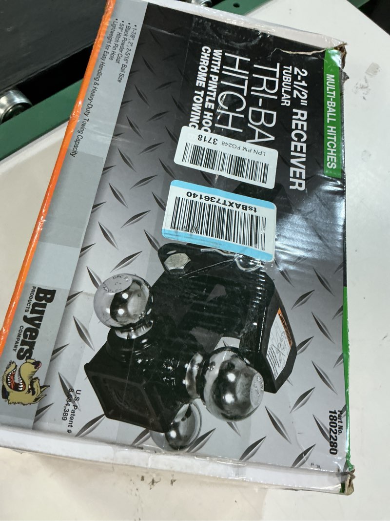 Condition photo showing Good Condition for Buyers Products 1802280Tri-Ball Truck Hitch With Hook, Solid Shank for 2-1/2 Inch Receiver Tubes, Chrome Welded Steel Towing Balls, Black Powdercoated, Towing Accessories For Trucks And Trailers