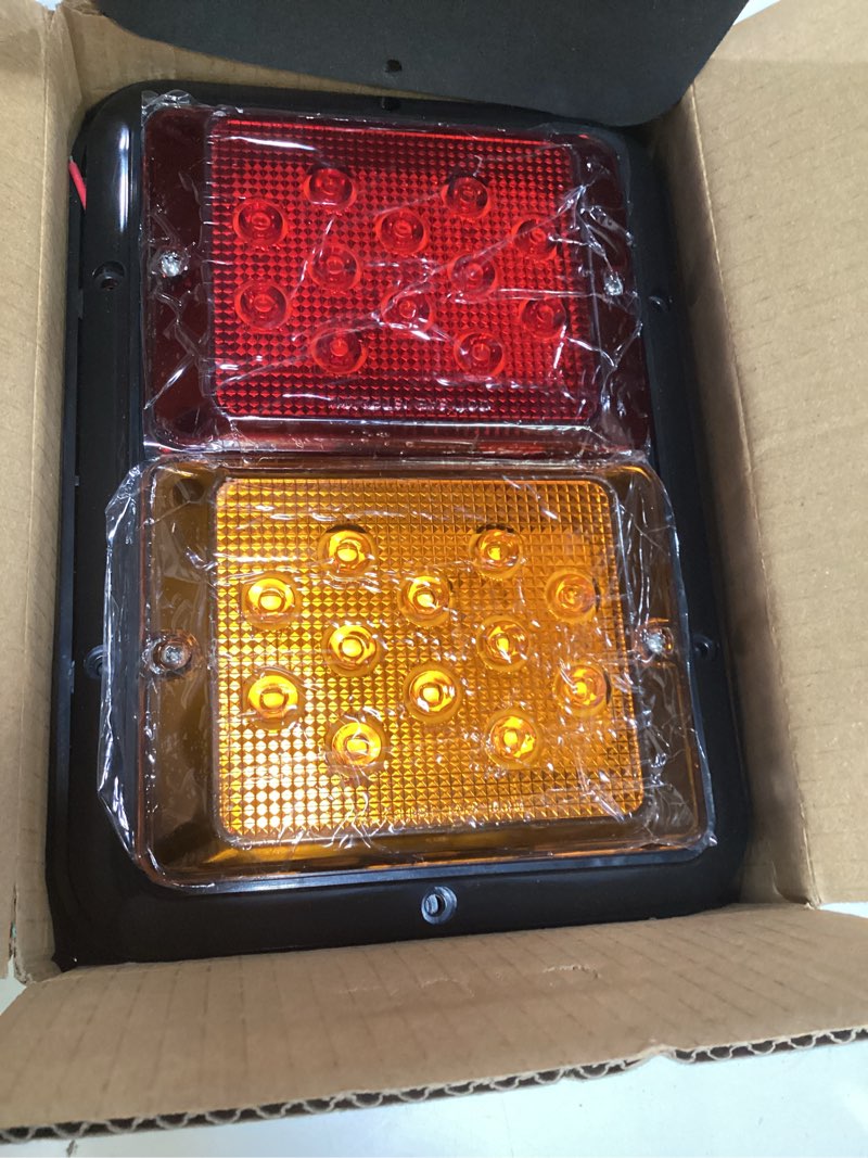 Condition photo showing Good Condition for partsam 2pcs double led trailer tail lights horizontal mount dual stop turn signal tail lights 24 led surface mount rv double led taillights rv double led turn tail lights 12v ip67 black base w gasket red amber