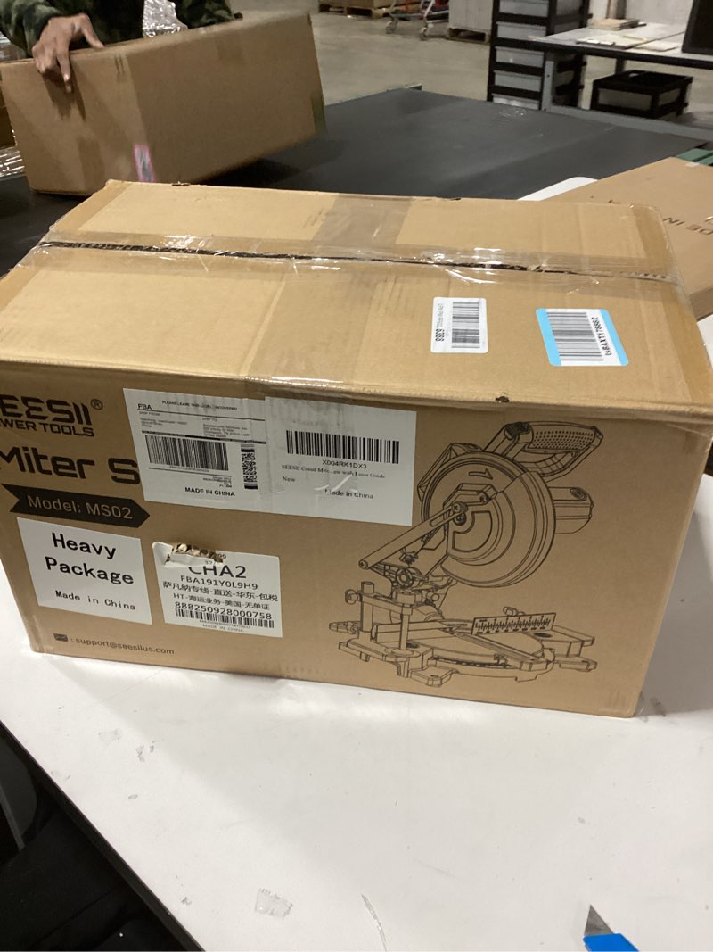 Condition photo showing New/Like New for SEESII Power Compound Miter Saw: 8-inch Compact Miter Saw with Speed 4900RPM - Laser Guide - Precision Miter Angles - Lightweight Design - Single Bevel 0-45° for Carpenter Woodworking Project DIY Blue