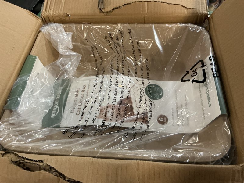 Condition photo showing Good Condition for amazon basics disposable cat litter box, travel & home, large 14.4"x18.1", 6-pack