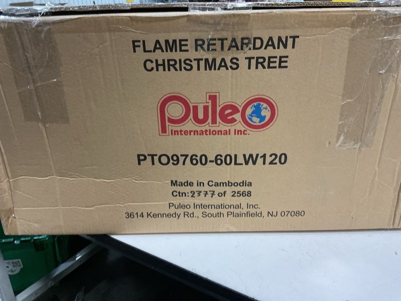 Condition photo showing New/Like New for Puleo International 6ft Pre-Lit Potted Flocked Arctic Fir Pencil Christmas Tree with 120 Warm White Lights, 1325 Realistic Dense Snow Flocked Branch Tips, Easy Setup Artificial Trees with Sturdy Stand 6' Flocked Arctic Fir 120 Clear Lights