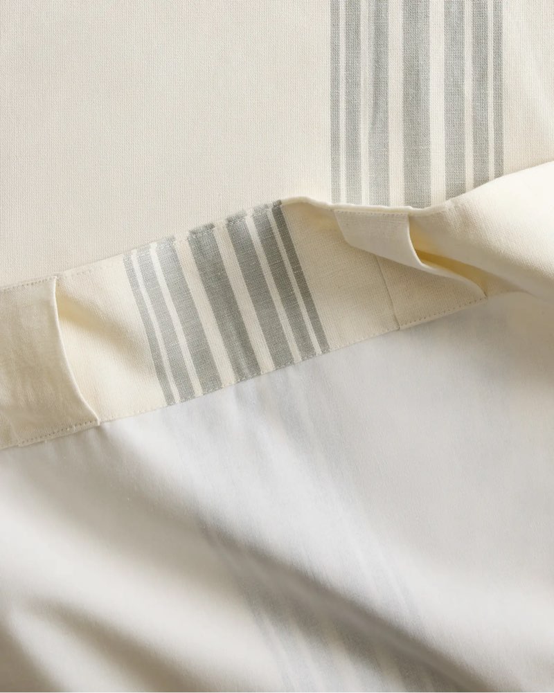 quince coastal stripe linen cotton curtain - single panel set of 1/48x84 in/ ivory/sage green