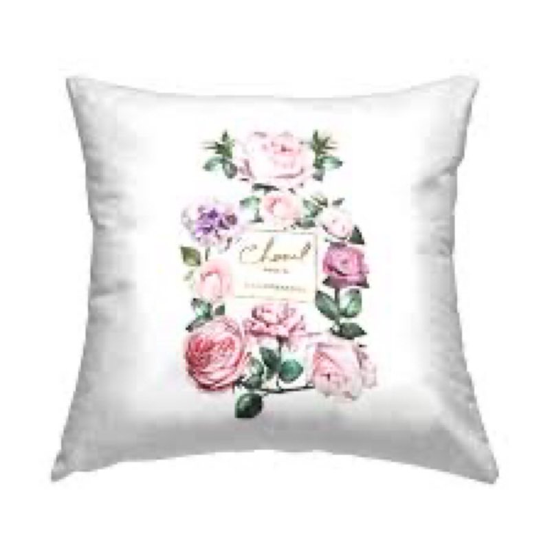 Stupell Industries Spring Garden Rose Florals Glam Perfume Bottle Design by Amanda Greenwood Pillow,