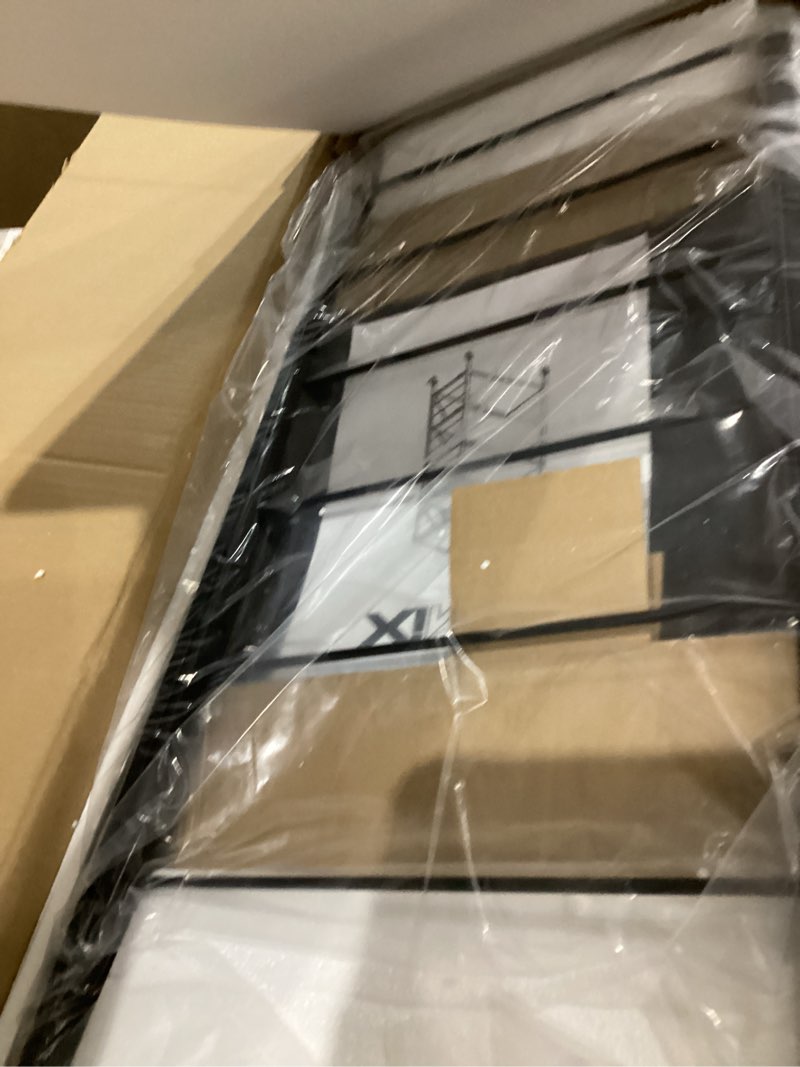 Condition photo showing As Is for 5 Tier Foldable Storage Shelves, Expandable Folding Shelving Units with Wheels, Changeable into 2 Shelf Units, Collapsible Adjustable Storage Rack Metal Shelves for Storage, Pantry, Garage, Kitchen Black 5-Tier