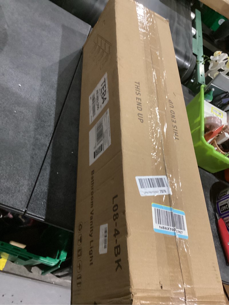 Condition photo showing New/Like New for Espird Bathroom Vanity Light, 4 Light Matte Black Vanity Light with Clear Glass Shade, 30in Farmhouse Vanity Light, Bathroom Lighting Fixtures Over Mirror for Bathroom Black 4-light