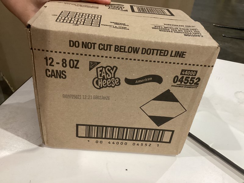 Condition photo showing New/Like New for 12 pack Easy Cheese American Cheese Snack, 8 oz 8 Ounce