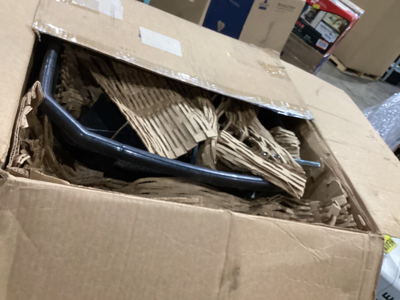 Condition photo showing As Is for craftsman cmxgzbf7124571, 110lb capacity tow-behind lawn broadcast spreader, approximately coverage of 1/3rd acre (17,500 sq. ft.), 10-ft spread width, steel rod flow control, universal hitch