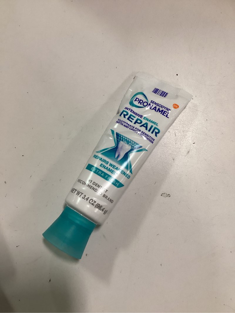 Condition photo showing Good Condition for Exp 06/2027) Sensodyne Pronamel Intensive Enamel Repair Toothpaste for Sensitive Teeth, to Reharden and Strengthen Enamel, Extra Fresh - 3.4 Ounces (Pack of 4) 3.4 Ounce (Pack of 4)