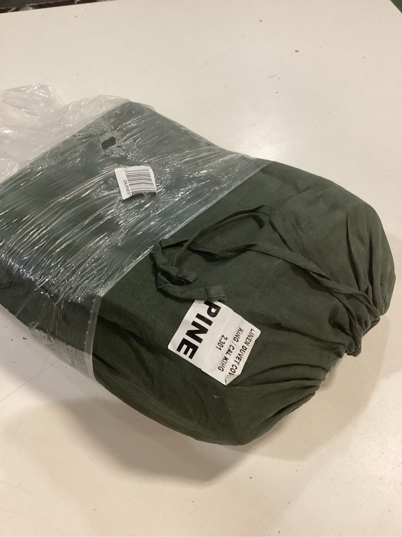 Condition photo showing New/Like New for european linen duvet cover, king/cal king, pine 