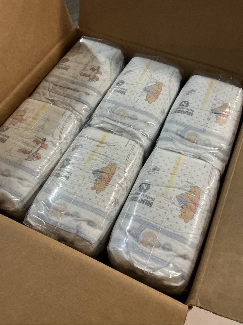 Condition photo showing Good Condition for huggies size newborn diapers, little snugglers baby diapers, size newborn (up to 10 lbs), 144 count, packaging may vary newborn 144
