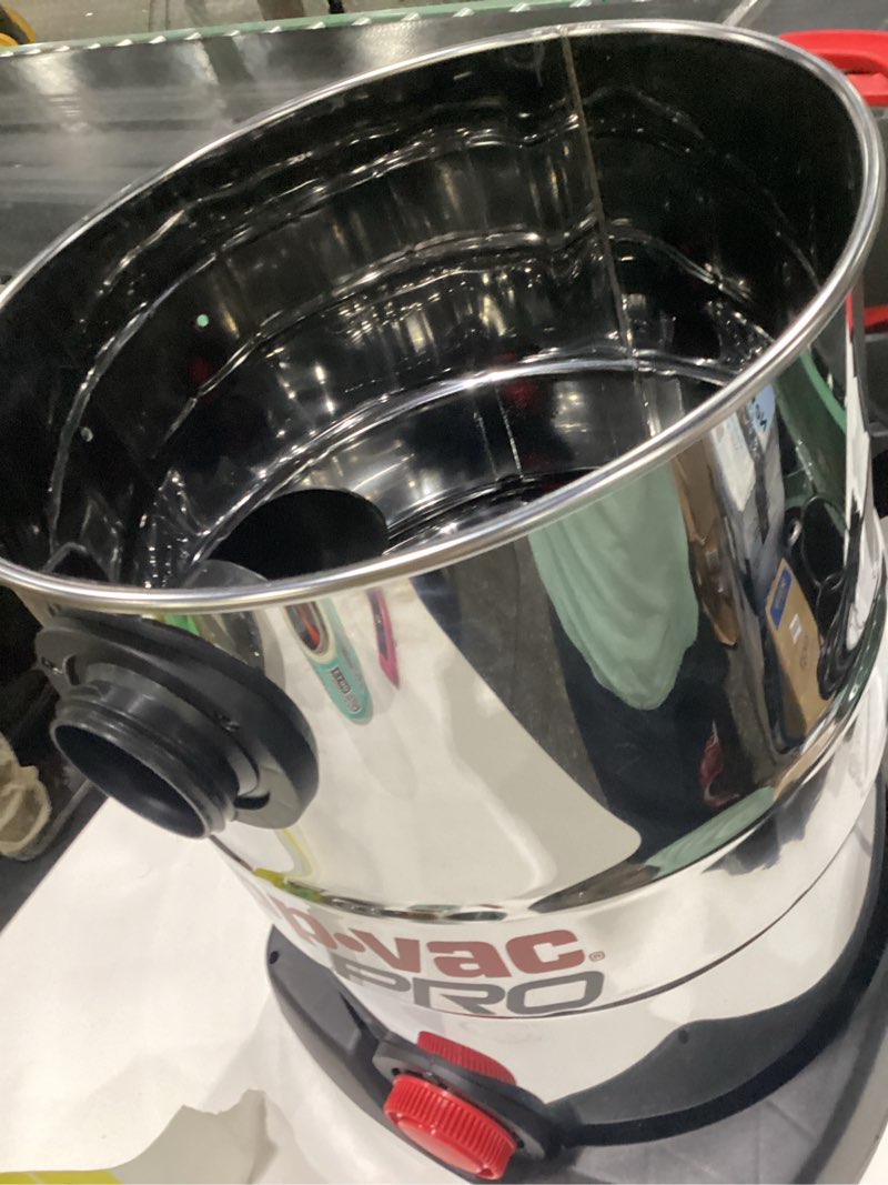 Condition photo showing As Is for incomplete  missing accessories shop-vac 12 gallon 6.0 peak hp wet/dry vacuum, stainless steel tank, 3 in 1 function portable shop vacuum with attachments, drain port, ideal for jobsite, garage & workshop. 5926211 (b0982mvf19)