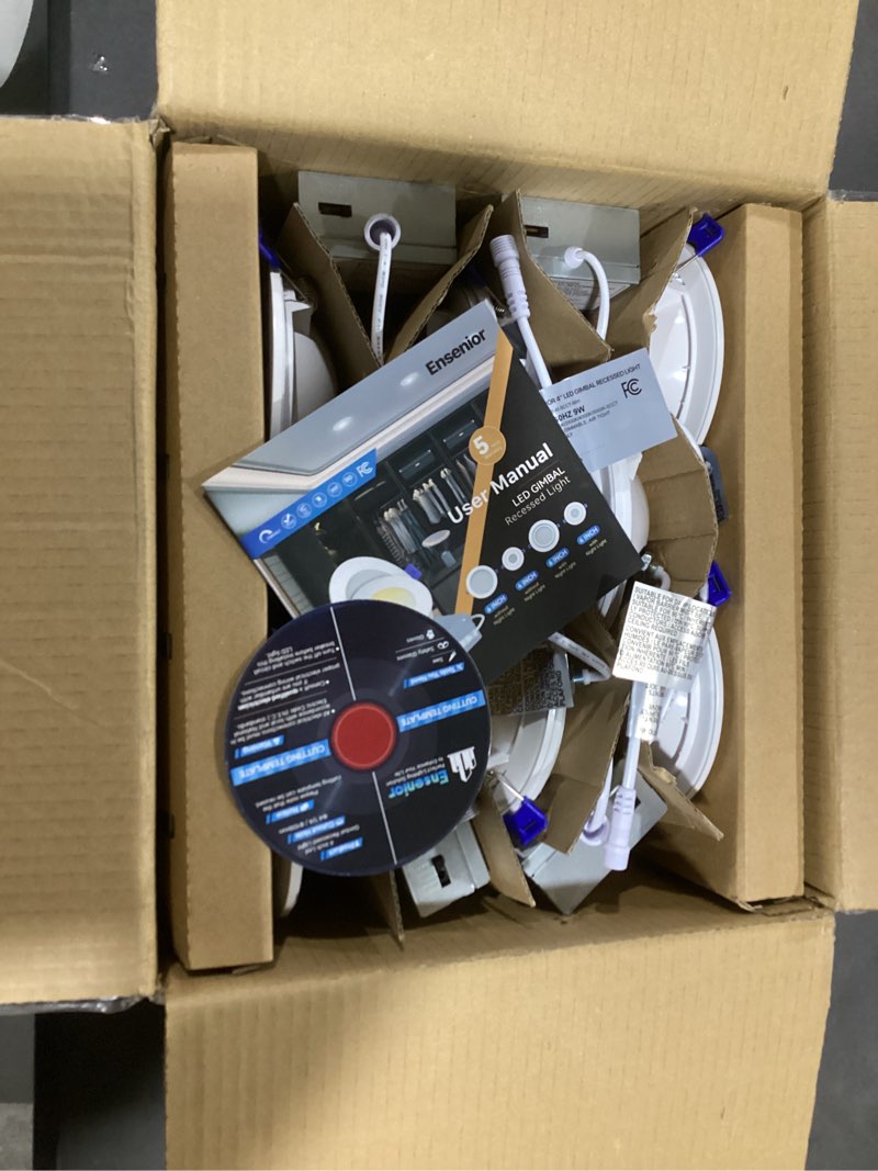 Condition photo showing Good Condition for ensenior 12 pack 4 inch gimbal led recessed light with junction box, 90° adjustable directional eyeball lighting, dimmable, 2700k/3000k/3500k/4000k/5000k, 900lm, 9w=85w-etl&fcc certified 4 inch 12 pack