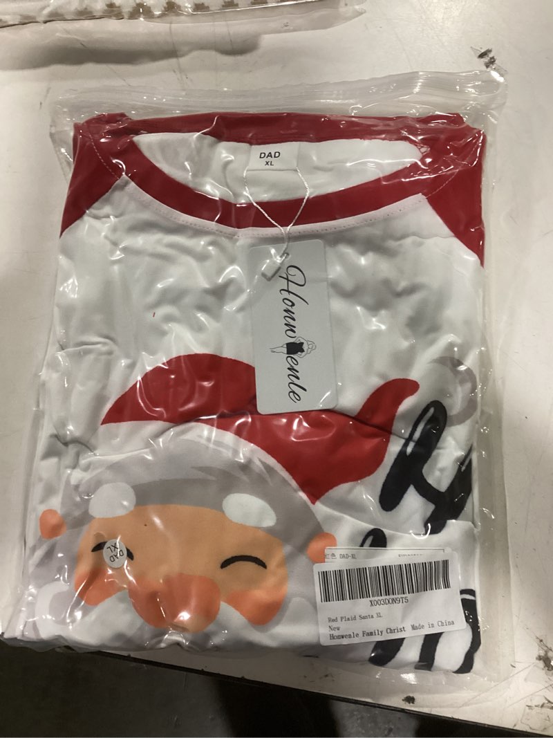 Condition photo showing New/Like New for Honwenle Family Christmas Pajamas Matching Sets Soft Long Sleeve Family Christmas Pjs Sleepwear Holiday Lounge Set Men X-Large Red Plaid Santa Hohoho