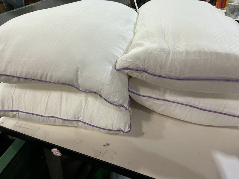 Condition photo showing As Is for JOLLYVOGUE Pillows Standard Size Set of 4, Washable Supportive Full Size Bed Pillows with Super Soft Down Alternative Fill, Luxury Fluffy Hotel Quality for Side, Back and Stomach Sleepers 4 Standard