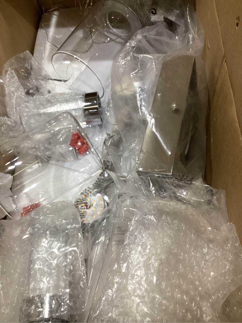 Condition photo showing As Is for sinerise 4-light brushed nickel vanity light with 3 color modes (3000k/4000k/6000k), eye protection led bathroom light fixture, dimmable modern wall light over mirror with clear glass shade