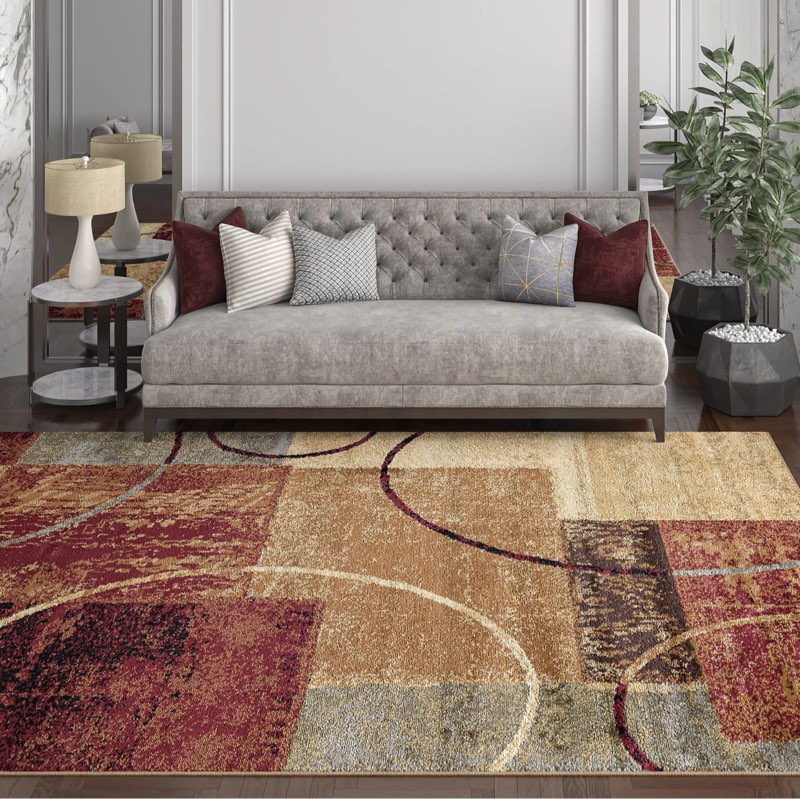 Tacoma Contemporary Abstract Multi-Color Rectangle Area Rug, 9' x 12.6'