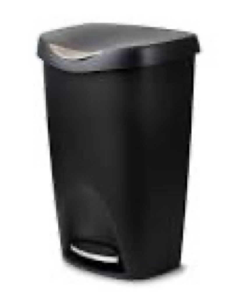 moxie 13 gallon black plastic indoor kitchen step trash can