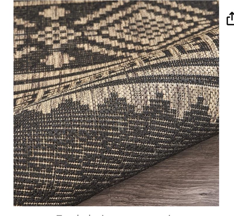 lr home indoor/outdoor area rug for home decor | geometric large size carpet suitable for living room, bedroom, playroom, patio, garden | modern farmhouse rug | black/brown