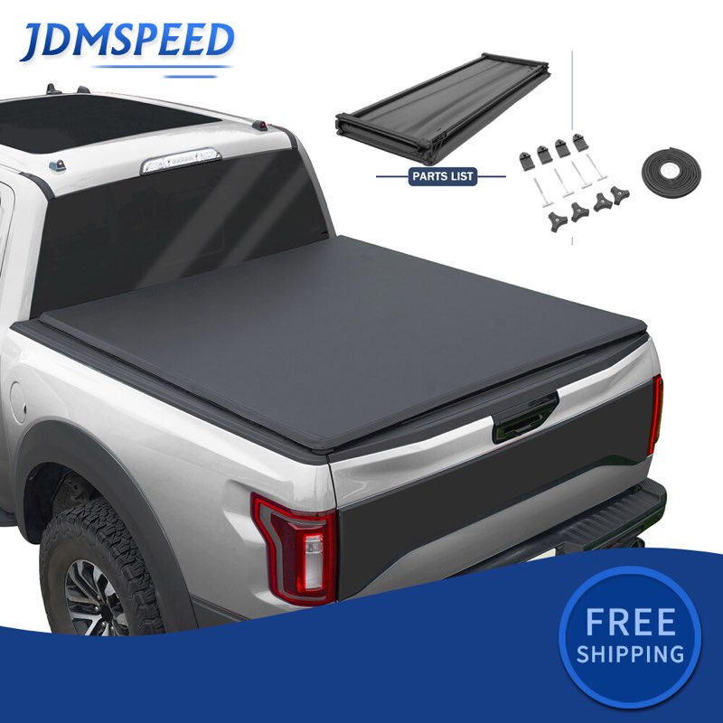 4-fold 6.5ft soft truck bed tonneau cover for ford f150 f-150 super crew 15-2024