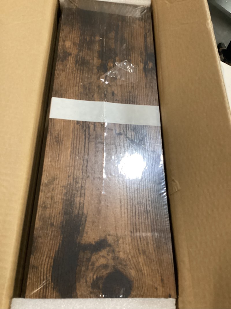Condition photo showing Good Condition for upsimples Floating Shelves for Wall, Wall Shelves for Decor Storage Set of 6, Wall Mounted Wood Shelf for Bedroom, Living Room, Bathroom, Kitchen, Picture Ledge Shelf, Brown Brown 15.7in