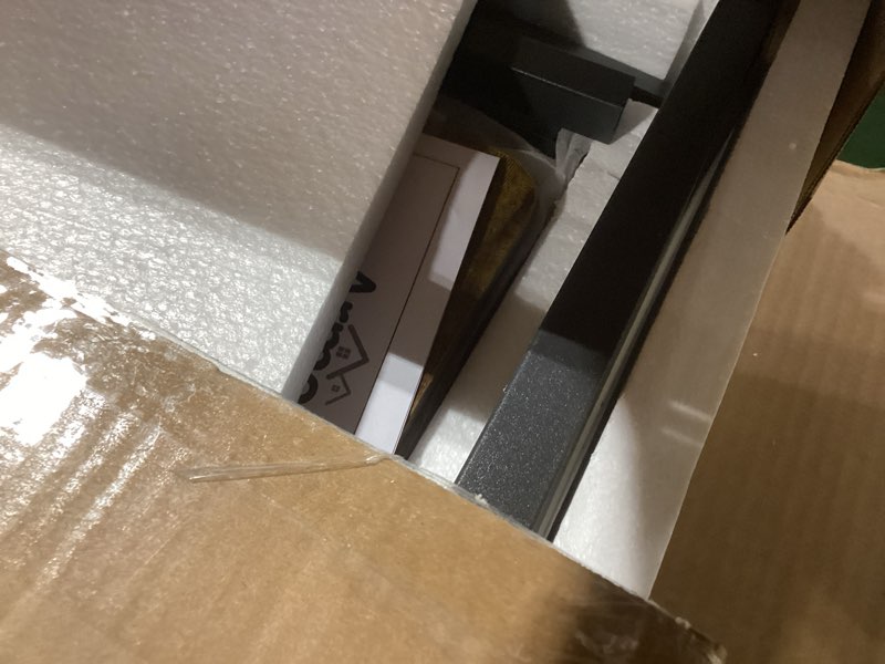 Condition photo showing Good Condition for Armocity 4-Tier AV Media Stand with Power Strips, Stereo Stand with LED Lights, Audio Tower Rack with Adjustable Shelves, Small Entertainment Center, 30'', Rustic Brown Rustic Brown 30" (H)