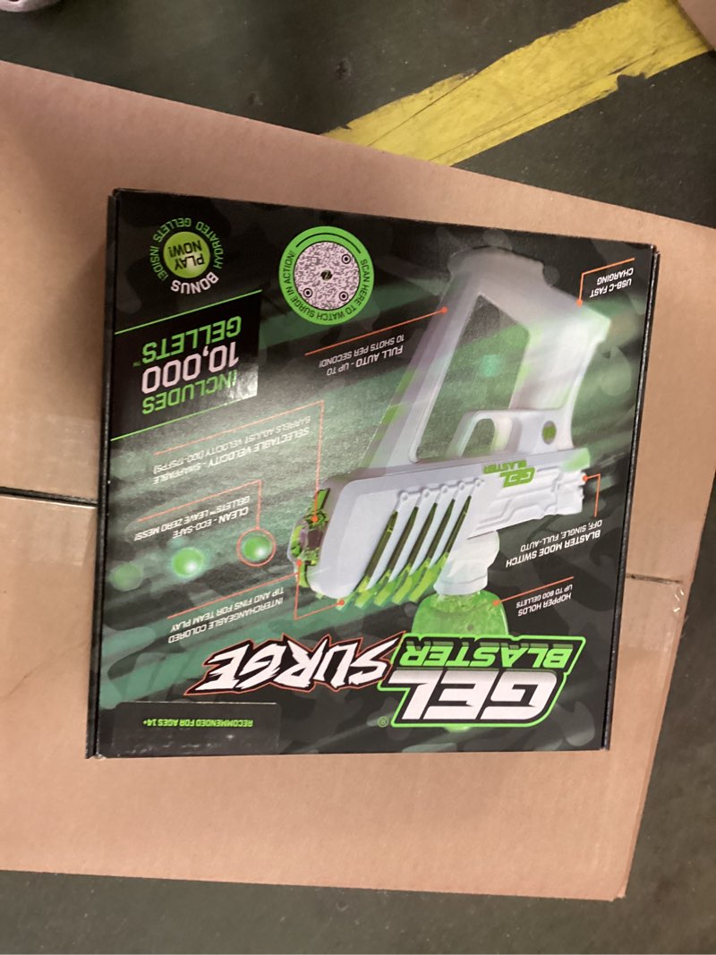 Condition photo showing New/Like New for gel blaster surge 1.5  electric green  water-based gellet blaster with 10 000 electric green gellet pack