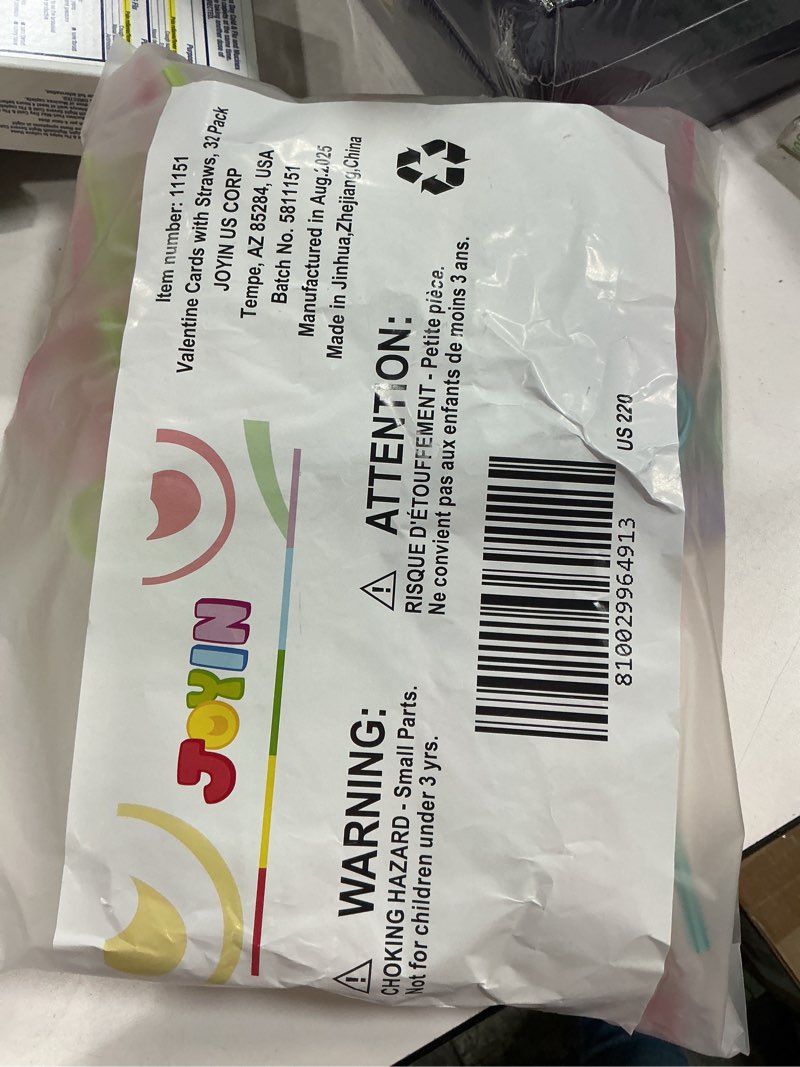 Condition photo showing New/Like New for JOYIN 32 Pack Valentines Day Straws with Cards, Colorful Crazy Reusable Drinking Straws for kids, Classroom Exchange Prizes, Party Favors Gifts straw with cartoon cards