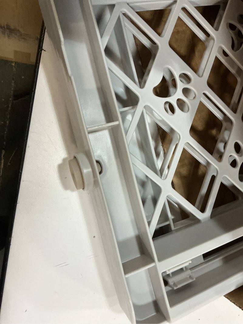 Condition photo showing Good Condition for MYPET North States Paws Portable Pet Gate: 26-40" Wide. Pressure Mount. No Tools Needed. Made in USA. Dog Gate 23" Tall, Expandable, Durable Dog Gates for Doorways, Light Gray