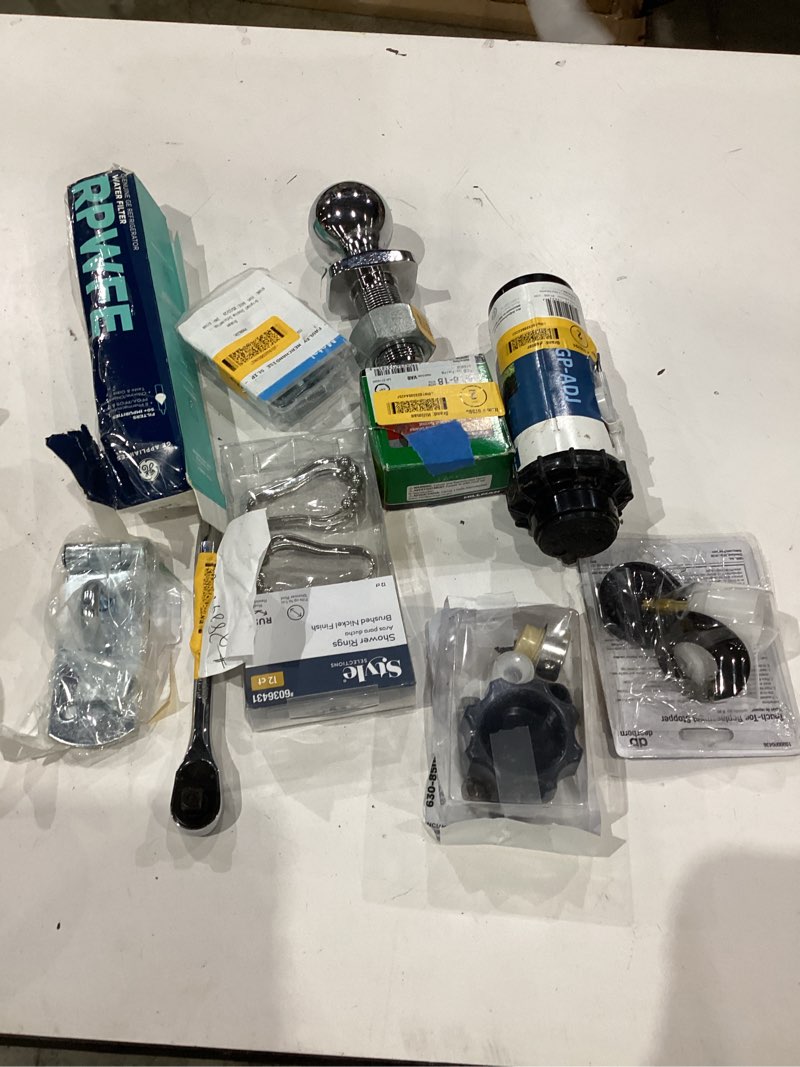 Condition photo showing As Is for assorted home improvement lot (small tools, screw, home accessories, etc.)