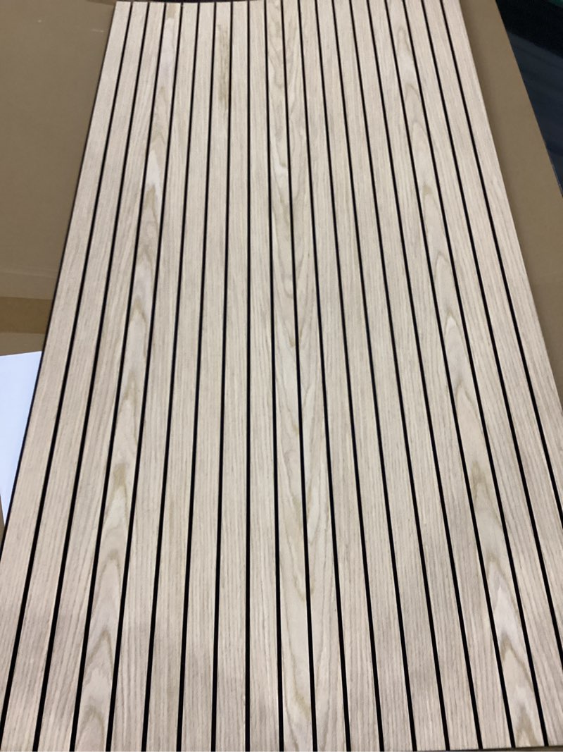 Condition photo showing Good Condition for 4-piece wood slat wall panel for interior wall decor noise cancelling 47.2" x 23.6" peel and stick acoustic decorative 3d sound absorbing wall paneling, natural oak naturak oak 4pcs - 47.2" x 23.6"