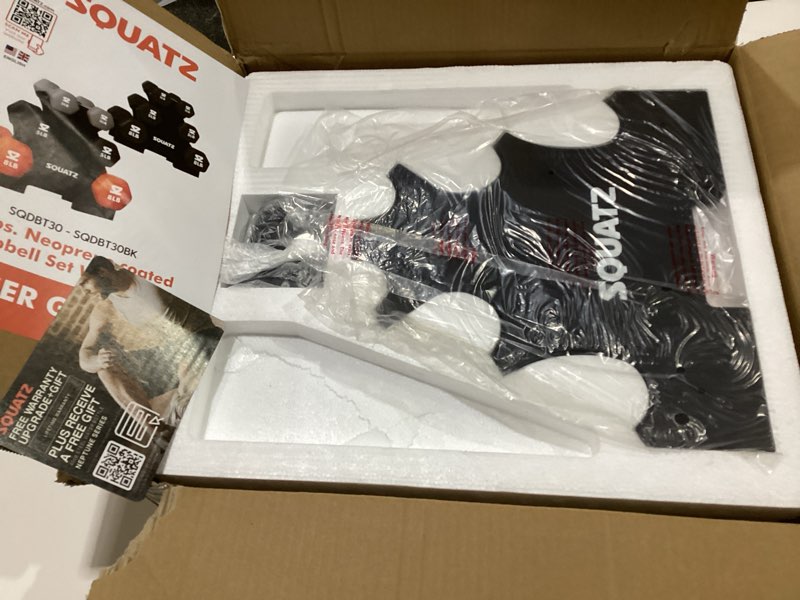 Condition photo showing New/Like New for SQUATZ Dumbbell Weights Set with Stand Tricolor