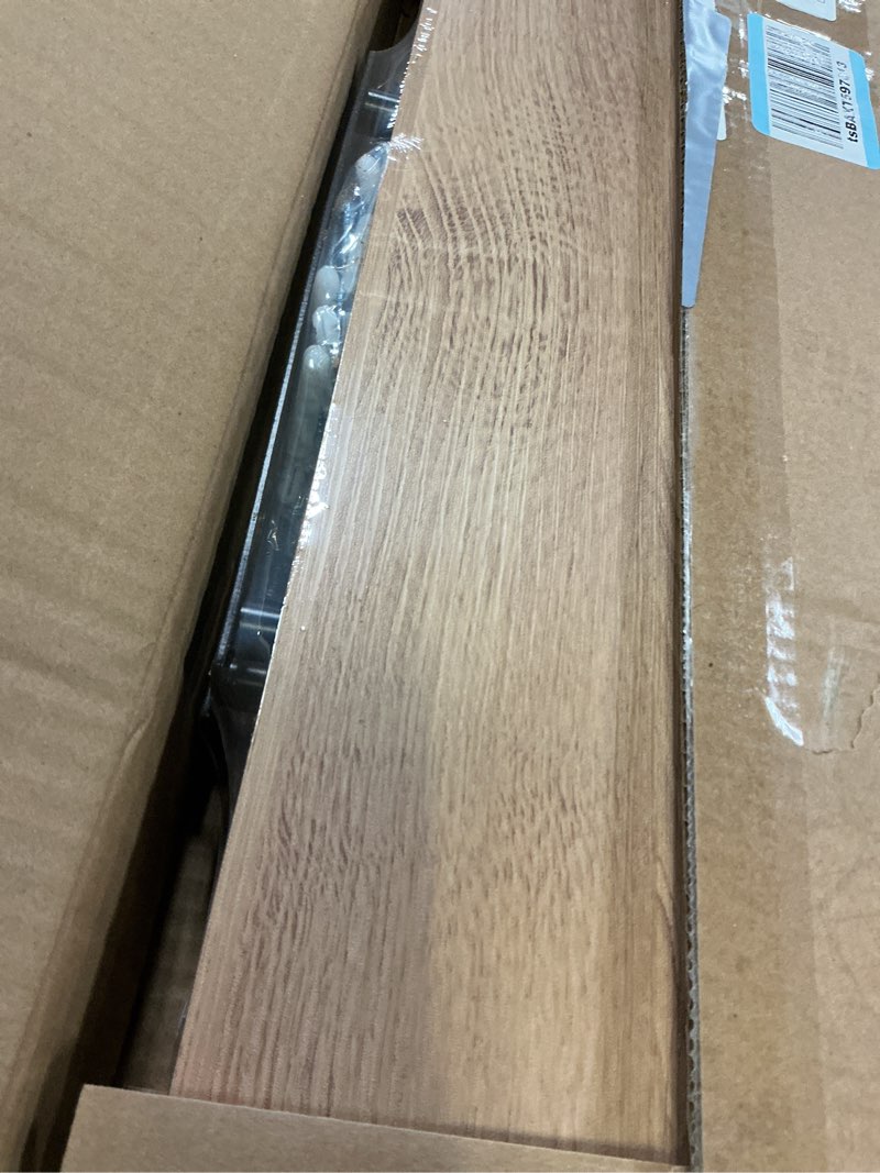 Condition photo showing New/Like New for INHABIT UNION Oak Floating Shelves for Wall?24in Wall Mounted Display Ledge Shelves Perfect for Bedroom, Bathroom, Living Room and Kitchen Decoration Storage (Oak, Set of 2) Oak 24 Inch