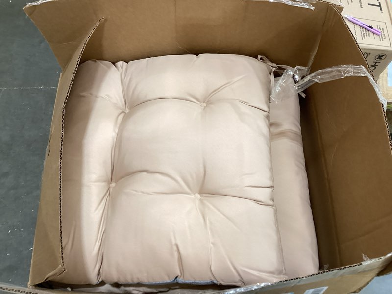 Condition photo showing Good Condition for sintuff 4 pcs 44 x 21 x 4 patio chair cushions outdoor chair cushion seat/back tufted pillow with ties water resistant replacement indoor patio furniture outdoor furniture (solid color,beige) solid color beige 4