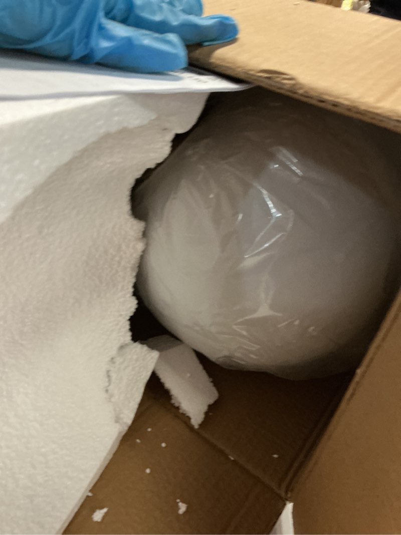 Condition photo showing Good Condition for 10 Inch Globe Pendant Light Gold Mid Century Pendant Light Contemporary Globe Pendant Lights Adjustable Hanging Light Fixture Milk Glass with Brass Finish for Dining Room Kitchen Island Opal & Brass 10 inch