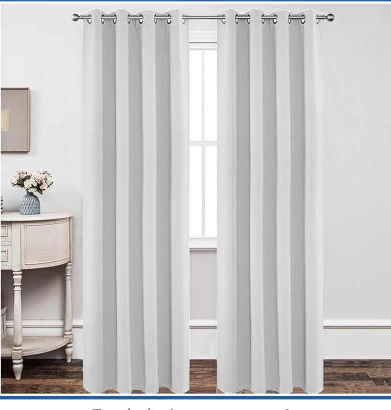 joydeco white curtains  long 2 panels set, thermal insulated long curtains& drapes 2 burg, room darkening grommet drapes for living room bedroom window , greyish white)