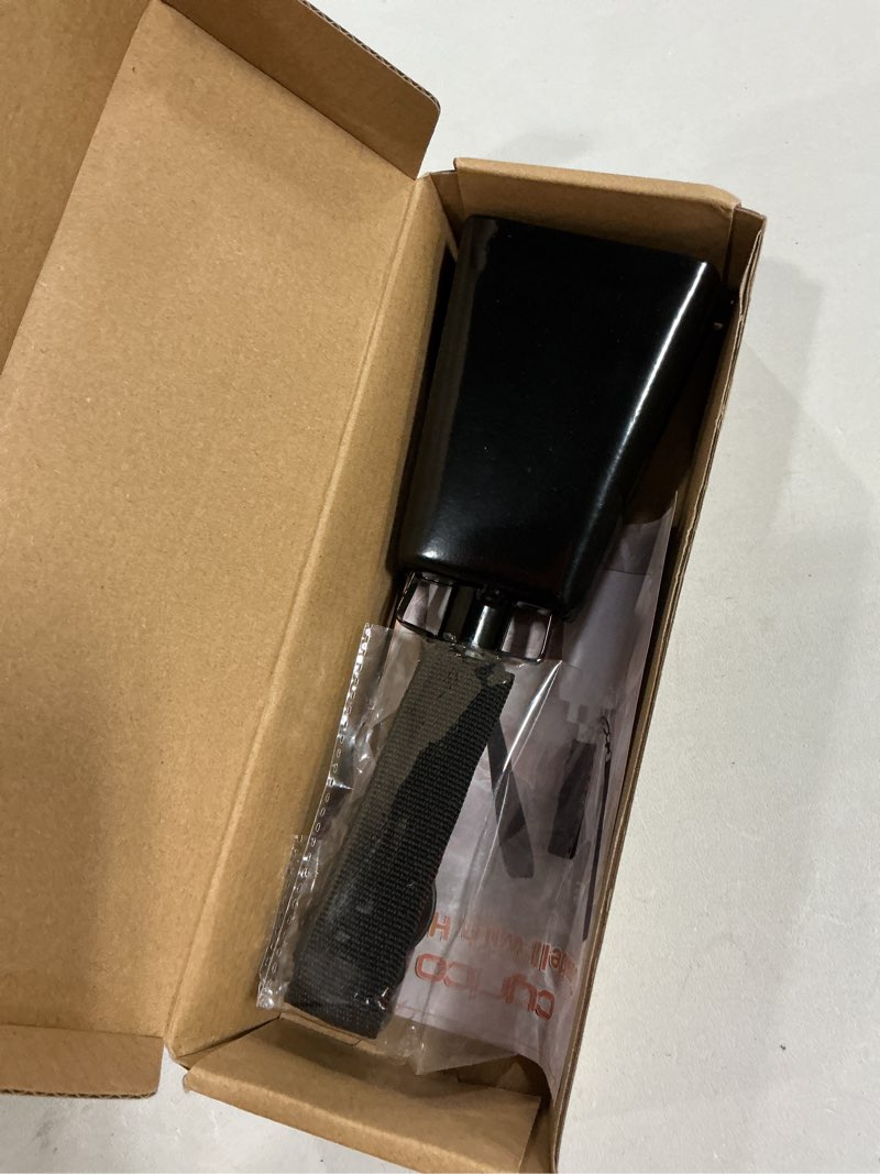 Condition photo showing Good Condition for cyrico cow bell, 9 inch cowbells for sporting events, metal steel cowbell with handle, loud noise makers for football games, black large hand bells cheering items school musical percussion instruments 9 inch black