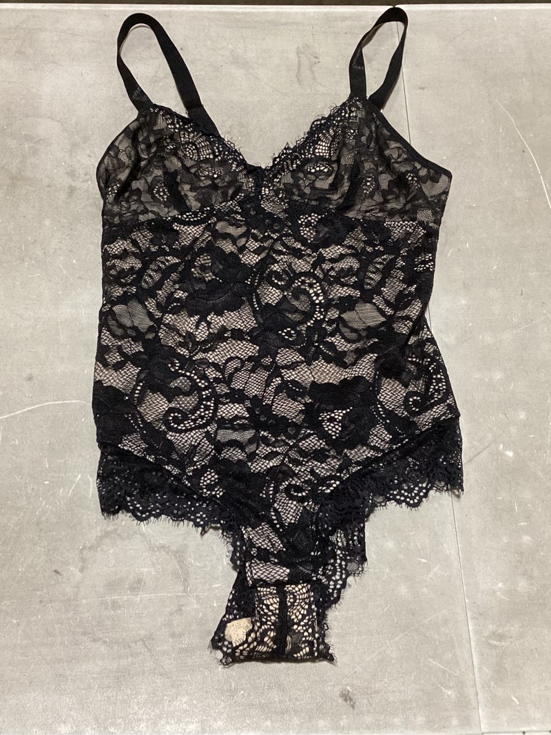 Condition photo showing As Is for allegra k womens lace shapewear v neck tummy control bodysuits waist slimmer floral sleeveless tops shaper small black