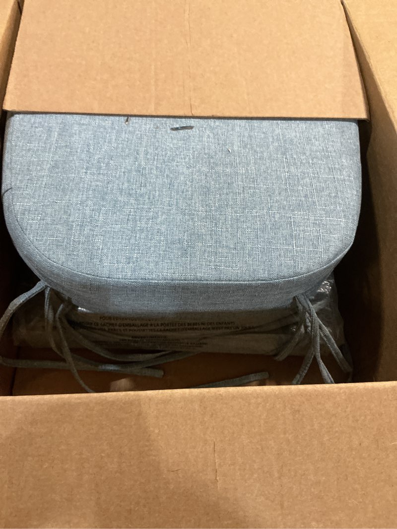 Condition photo showing Good Condition for chair cushions for dining chairs set of 4, non slip kitchen chair pads, 17" x 16" x 2", indoor dining chair cushions with ties, d-shaped seat cushions for kitchen chairs, light blue light blue 4 pack