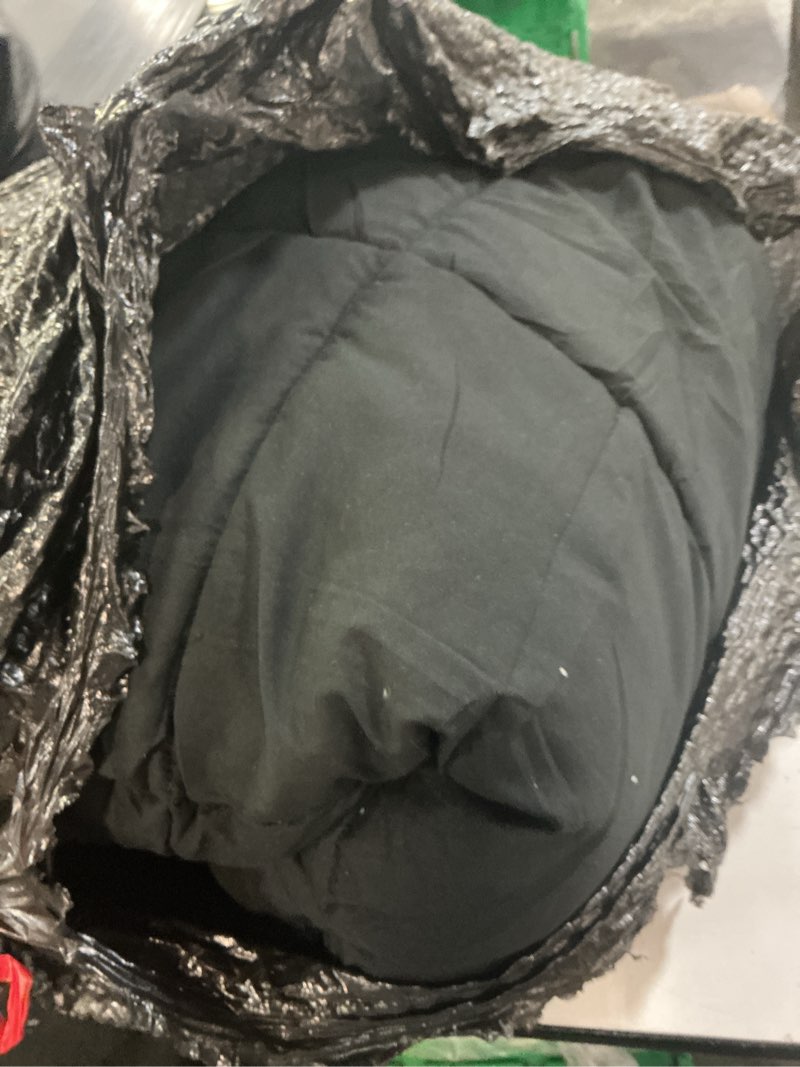 Condition photo showing As Is for HYLEORY All Season King Size Bed Comforter - Cooling Down Alternative Quilted Duvet Insert with Corner Tabs - Winter Warm - Machine Washable - Black King?90*102? Black