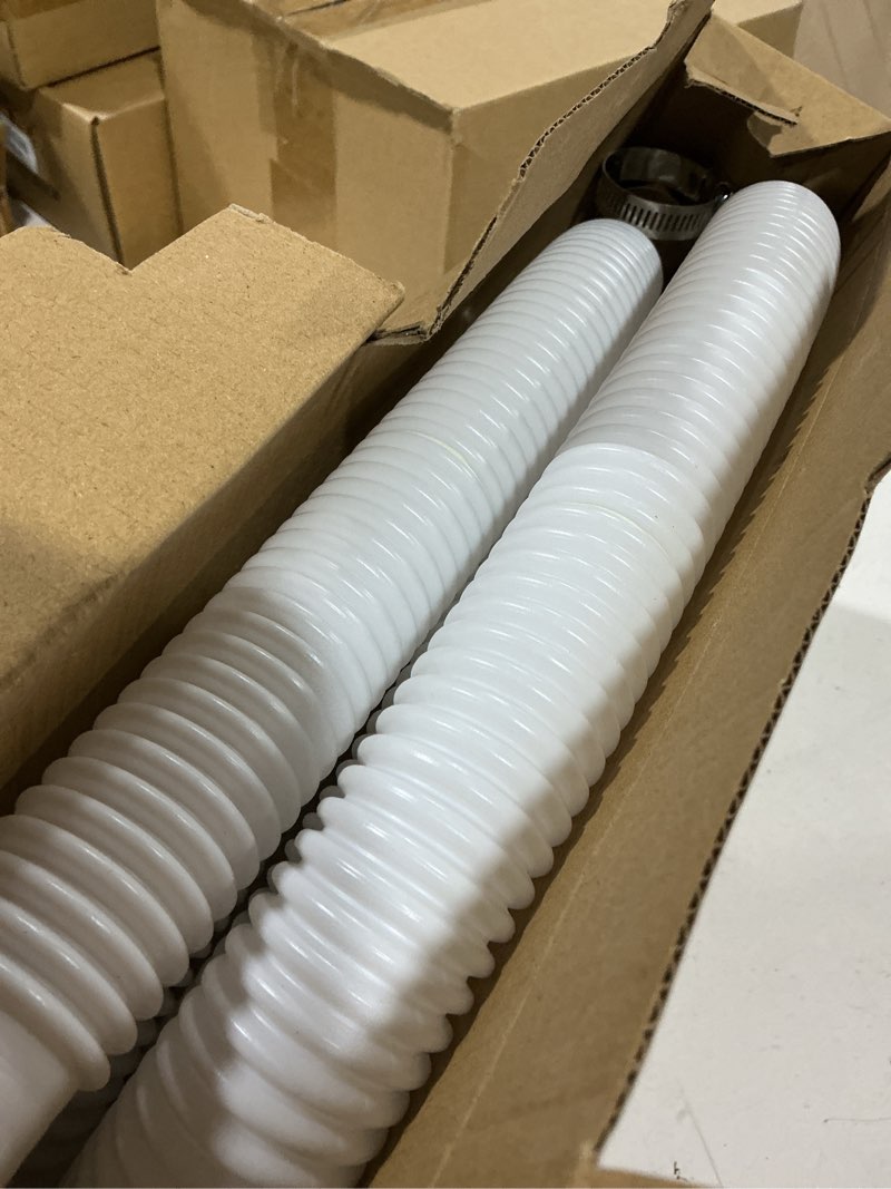 Condition photo showing As Is for pool pump replacement hose for above ground pools, 2 pack 1.25 x 59 inch filter pump hose, compatible with intex filter pump 607, 637, 330gph, 530gph, 1,000gph, includes 4 metal clamps, white white - 2 pack