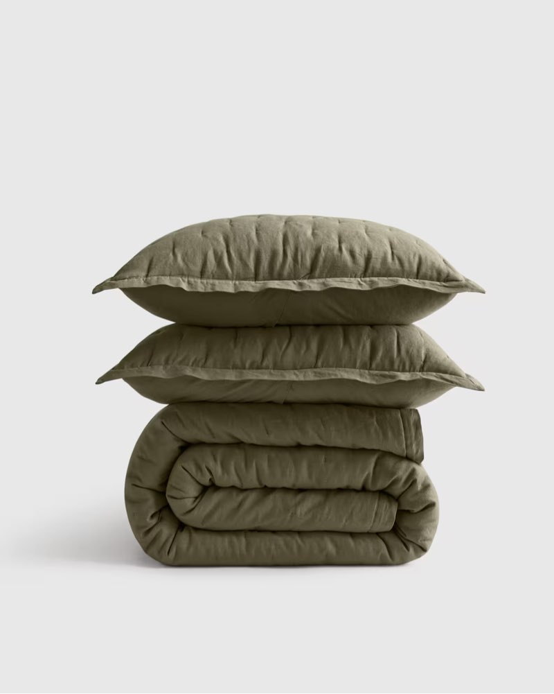 european linen dream quilt set(color olive)(size king)