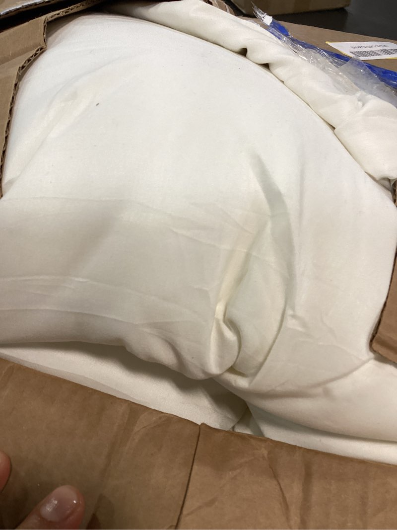 Condition photo showing Good Condition for litanika ivory comforter set king size, 3 pieces lightweight solid bedding comforter set, all season fluffy bed set (104x90in comforter & 2 pillowcases) cream king